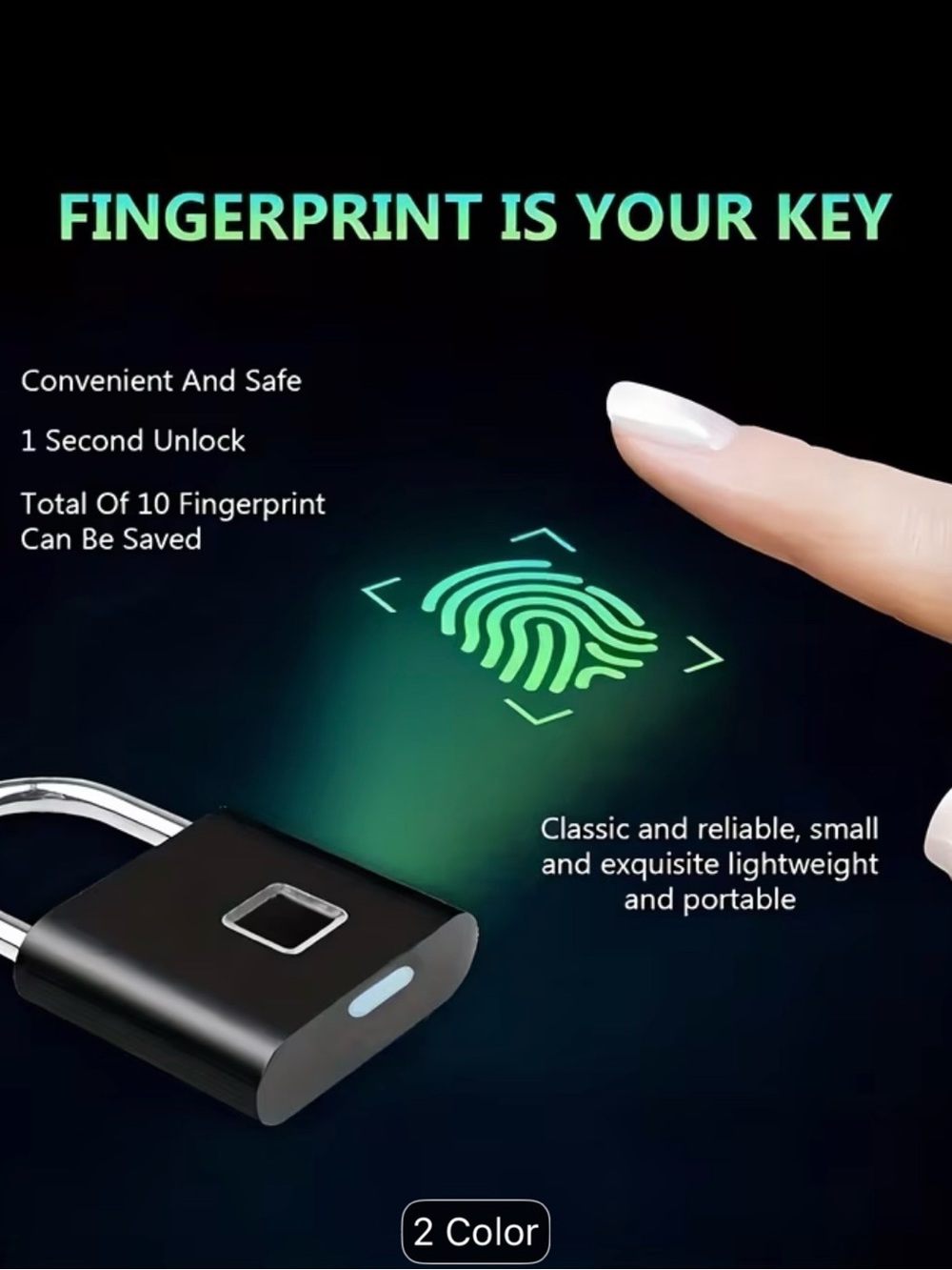 Fingerprint Padlock - Black